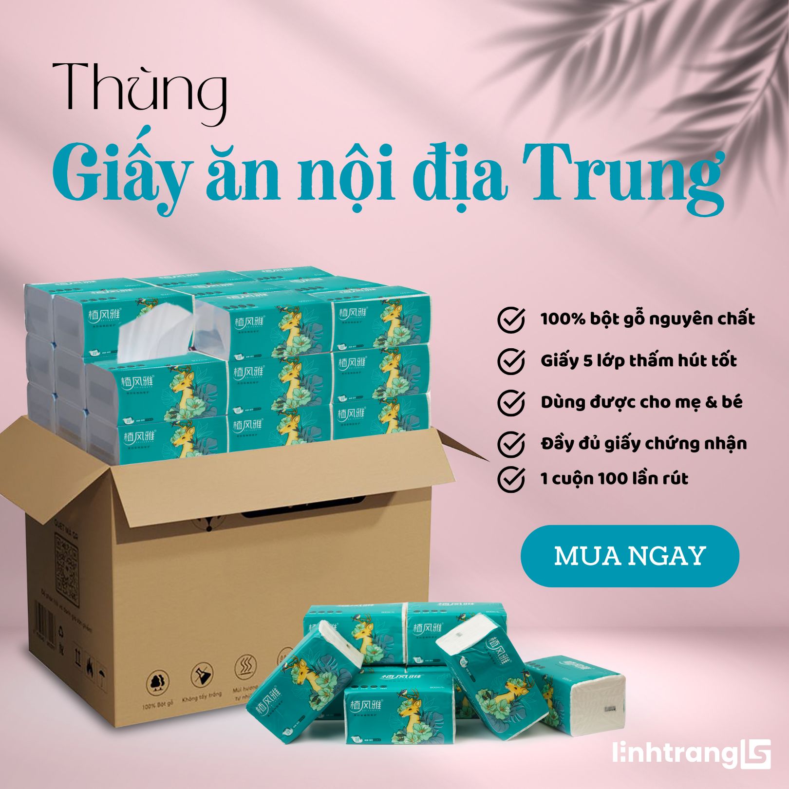 Thùng giấy ăn kiểu rút nội địa Trung Zhifengya hình hươu